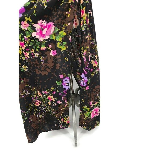 New Flynn Skye Maxi Skirt Womens XS Black Pink Floral Print Two Slits - Picture 2 of 7